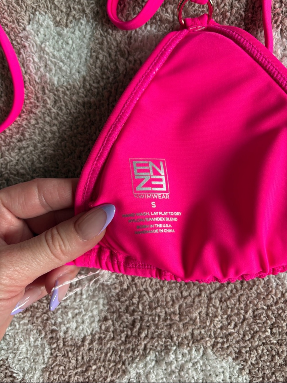 ENEZ Hot Pink Triangle String Bikini Set - Picture 6 of 8